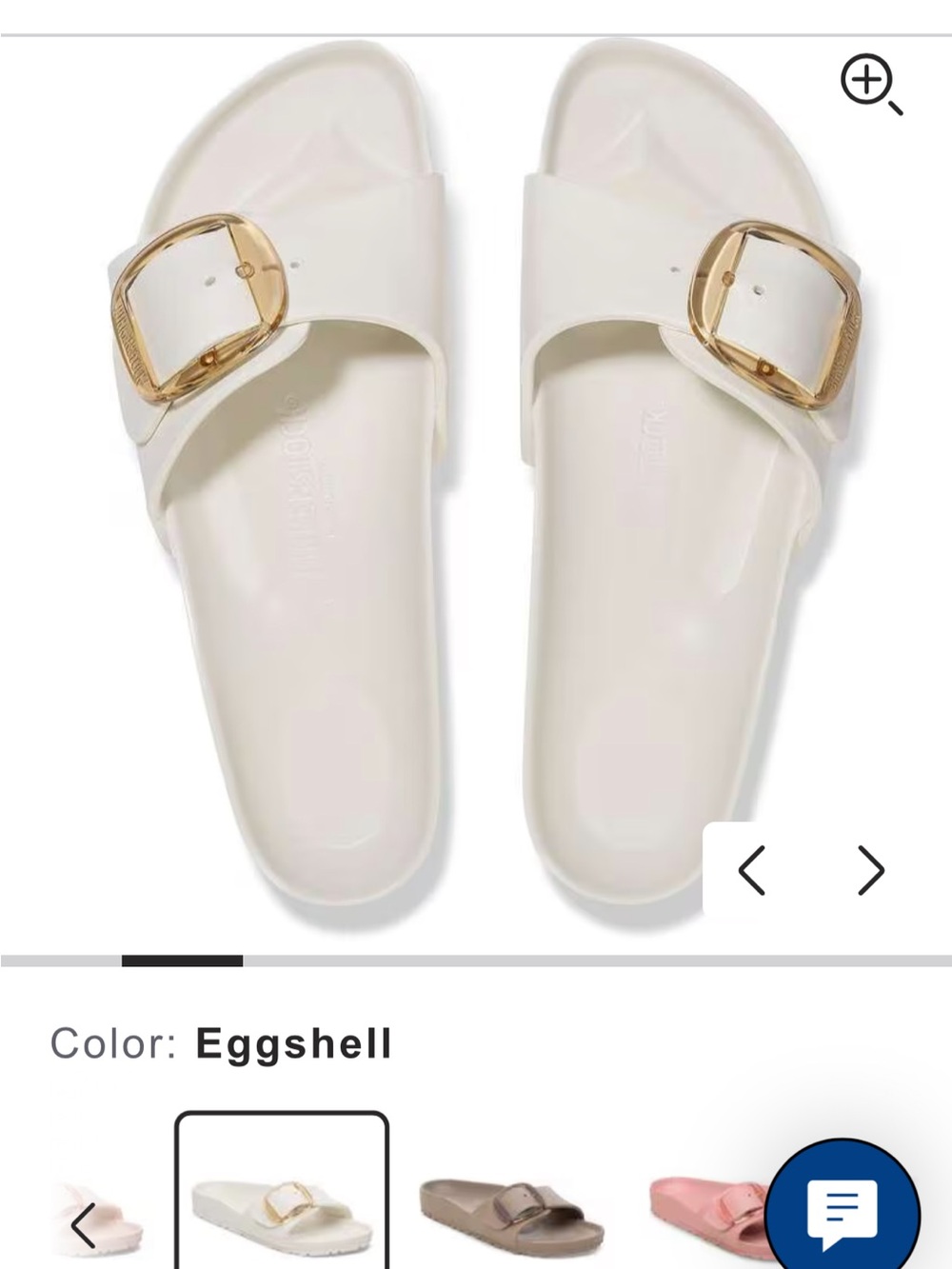 Birkenstock Eggshell Slide Sandals with Gold Buckle